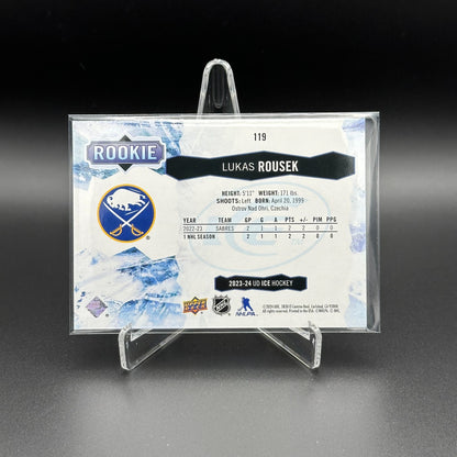 2023-24 UD Ice LUKAS ROUSEK #119 Purple Rookie RC - Buffalo Sabres