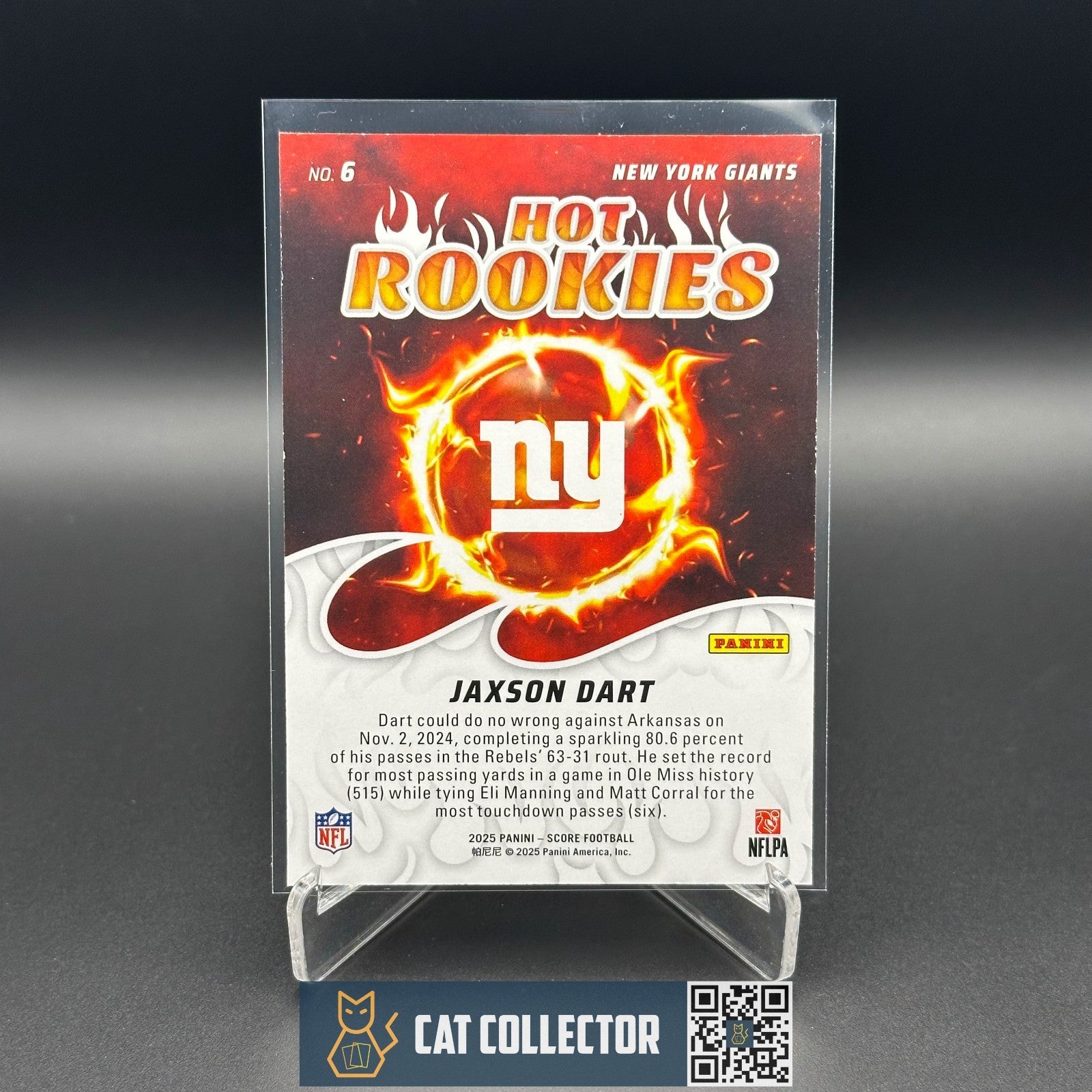 2025 Panini Score JAXSON DART #6 Hot Rookies RC - New York Giants