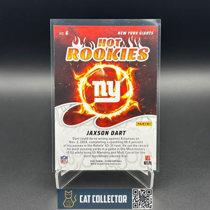 2025 Panini Score JAXSON DART #6 Hot Rookies RC - New York Giants