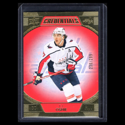 2022-23 UD Credentials T.J. OSHIE #95 Red and Gold 236/299 - Washington Capitals