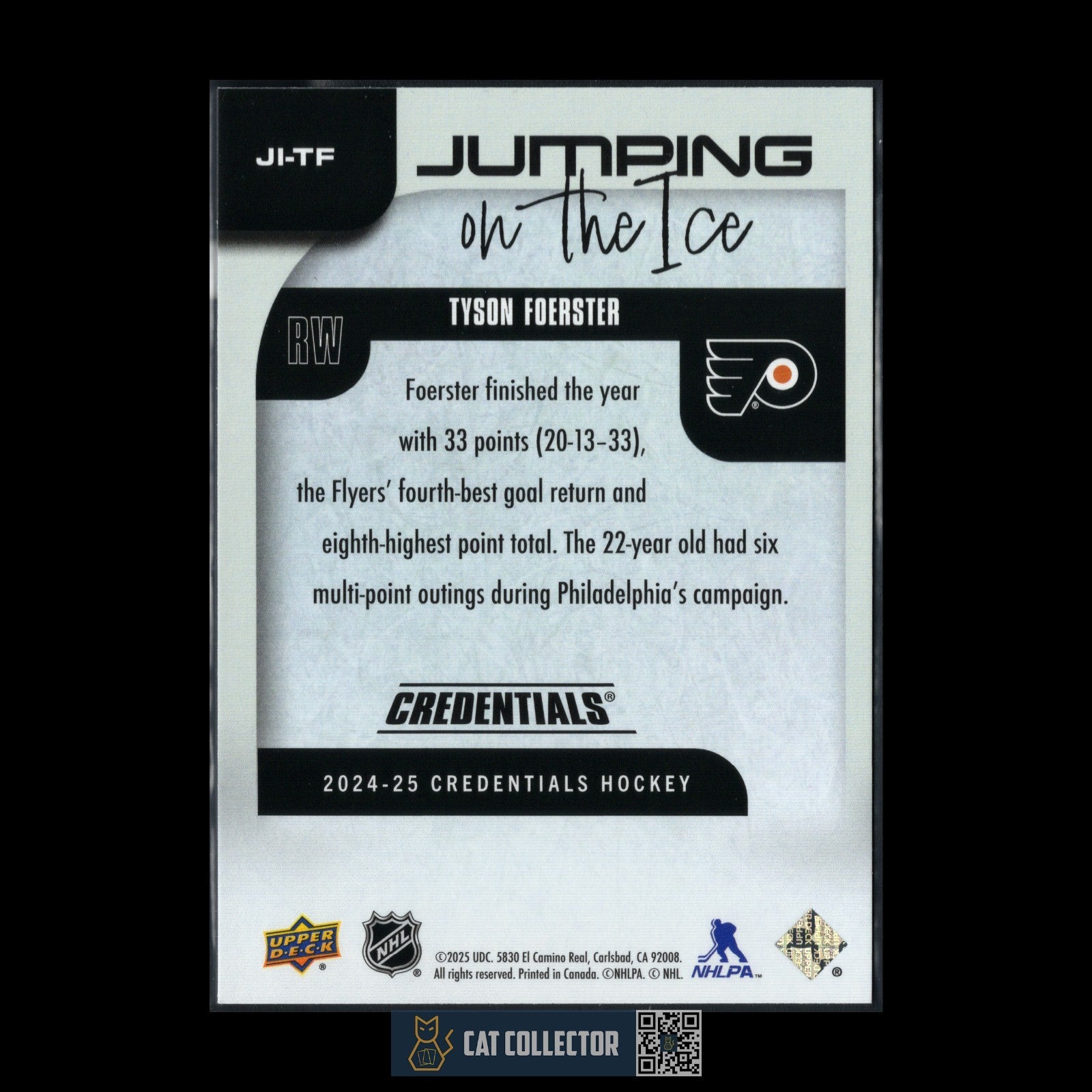 2024-25 UD Credentials TYSON FOERSTER #JI-TF Jumping on the ice