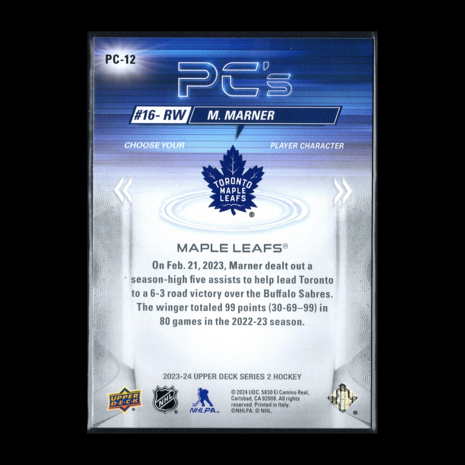 2023-24 UD Series 2 MITCH MARNER #PC-12 PC's - Toronto Maple Leafs
