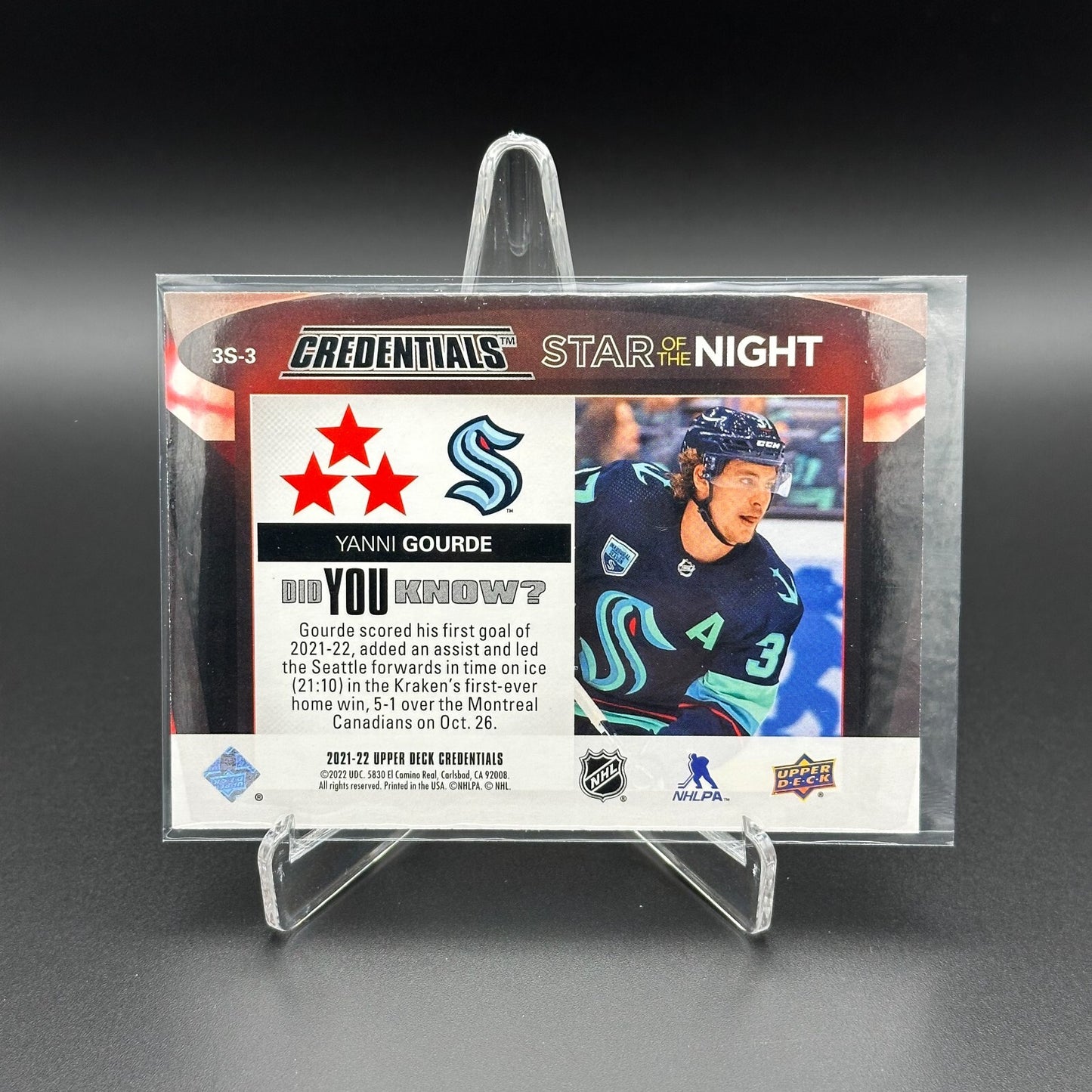 2021-22 UD Credentials YANNI GOURDE #3S-3 Third Star of the Night
