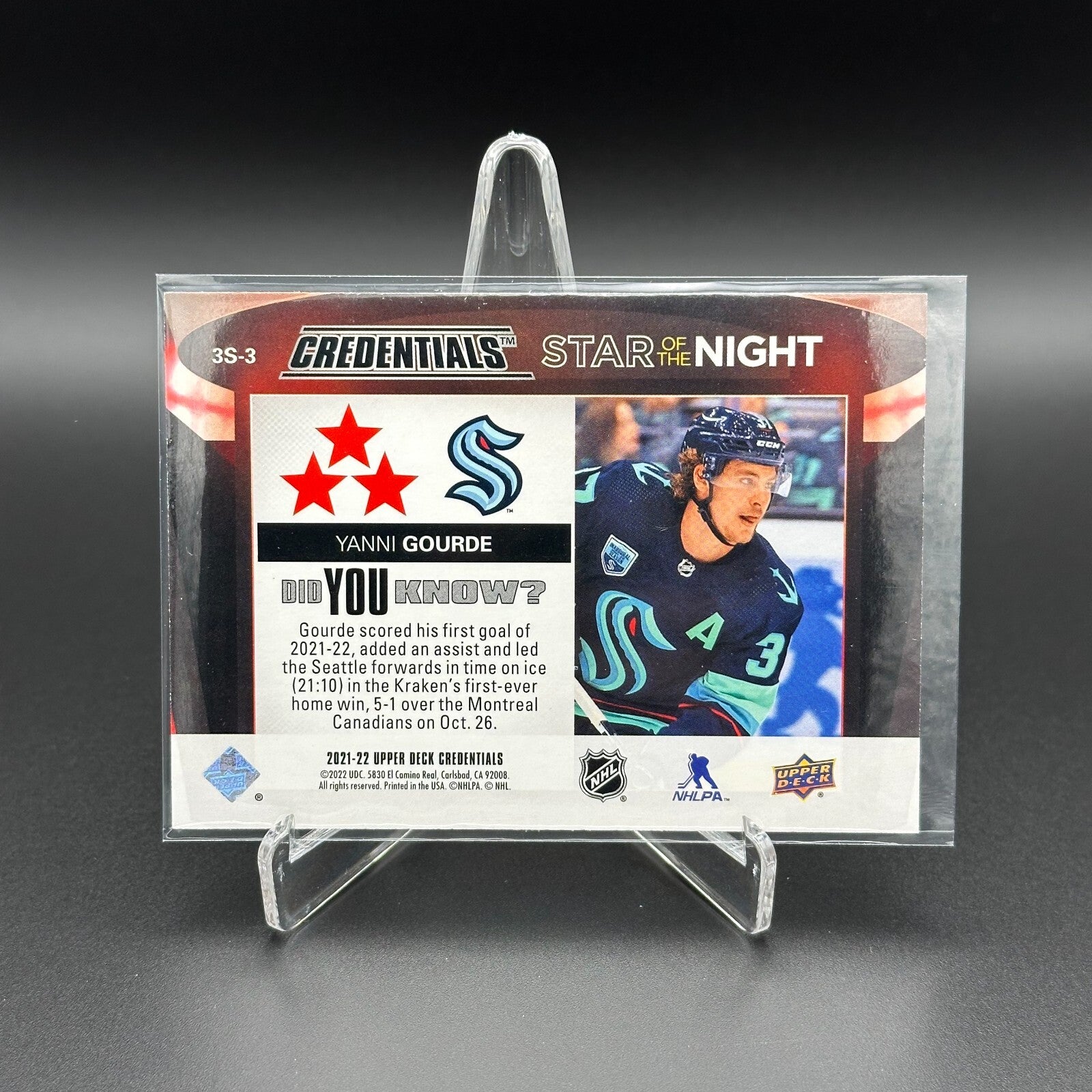2021-22 UD Credentials YANNI GOURDE #3S-3 Third Star of the Night