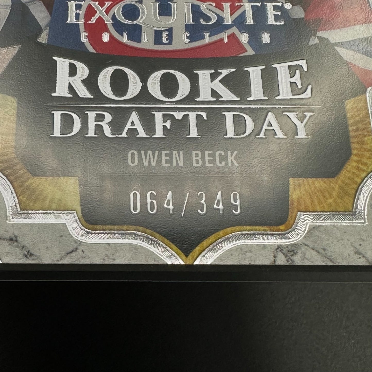 2023-24 UD Exquisite Collection OWEN BECK #RDD-OB Rookie Draft Day /349