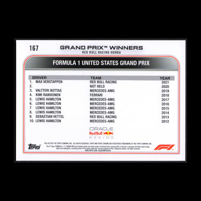 2022 Topps Chrome F1 MAX VERSTAPPEN #167 Grand Prix Winner Checker Flag