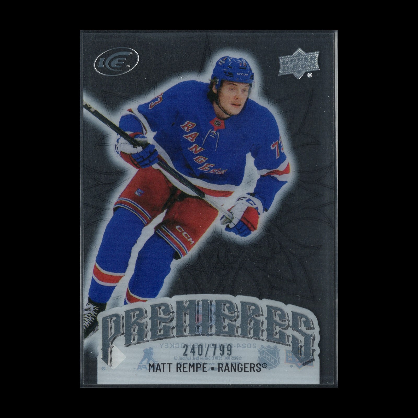 2024-25 UD Ice MATT REMPE #197 Premieres Rookie RC /799 - New York Rangers