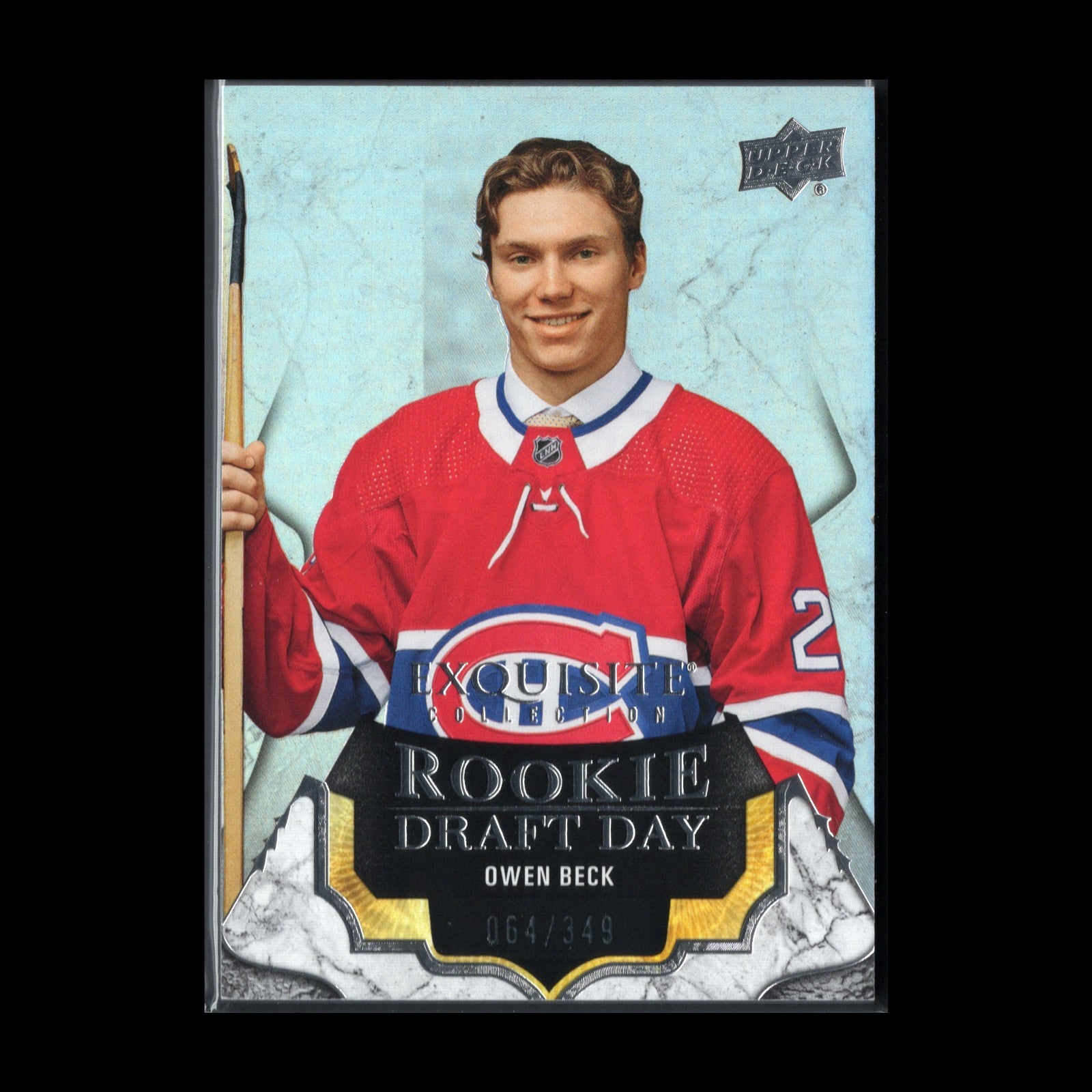 2023-24 UD Exquisite Collection OWEN BECK #RDD-OB Rookie Draft Day /349