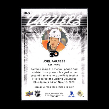 2024-25 UD Series 1 JOEL FARABEE #DZ-5 Dazzlers Orange - Philadelphia Flyers