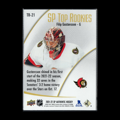 2021-22 UD SP Authentic FILIP GUSTAVSSON #TR-21 SP Top Rookies RC