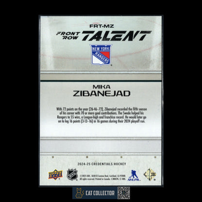 2024-25 UD Credentials MIKA ZIBANEJAD #FRT-MZ Front Row Talent