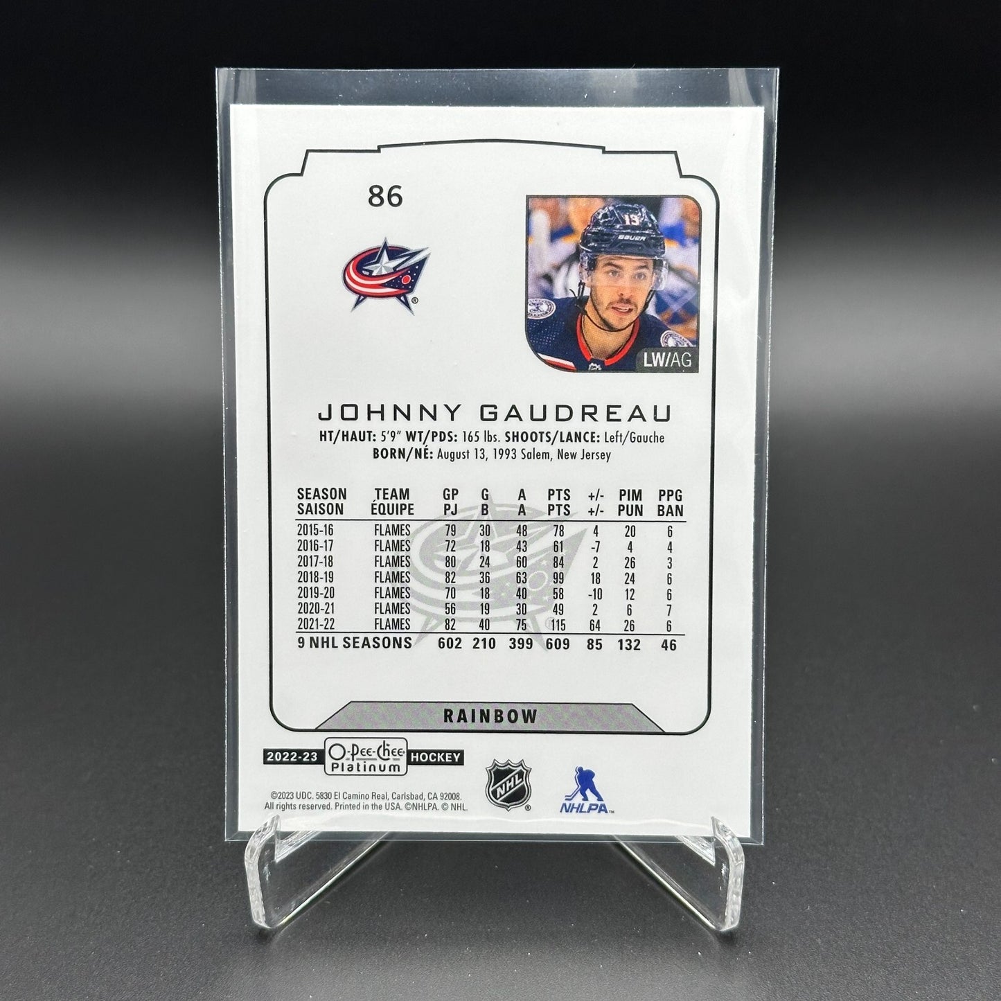 2022-23 O-Pee-Chee Platinum JOHNNY GAUDREAU #86 Rainbow - Columbus Blue Jackets