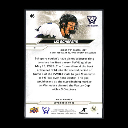 2024-25 UD PWHL LIZ SCHEPERS #46 Deluxe /250 - Minnesota - 1st EDITION!