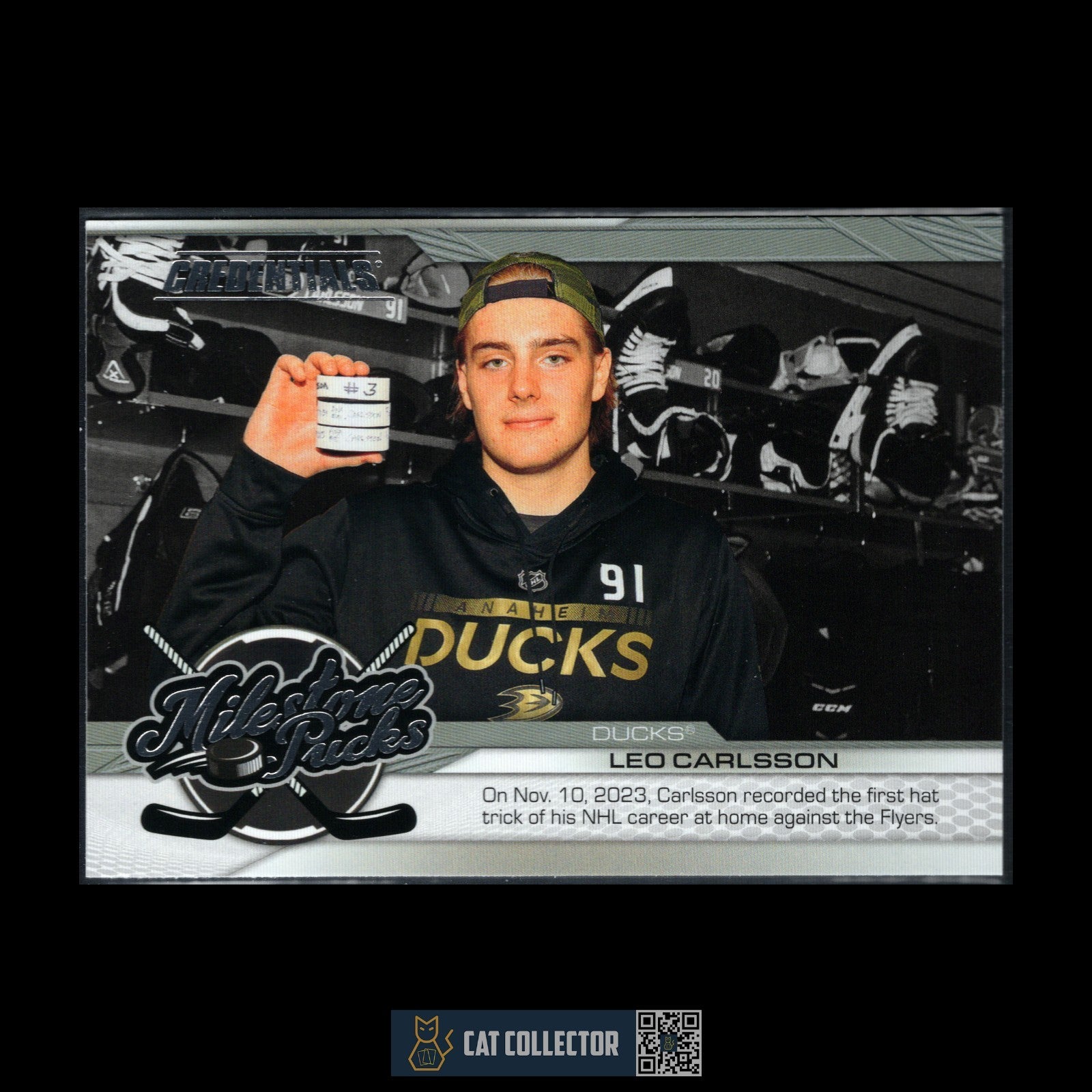 2024-25 UD Credentials LEO CARLSSON #MP-LC Milestone Pucks