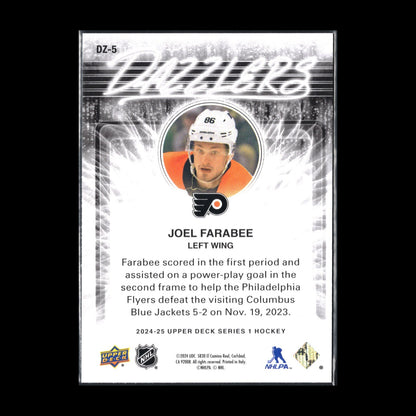 2024-25 UD Series 1 JOEL FARABEE #DZ-5 Dazzlers Green - Philadelphia Flyers