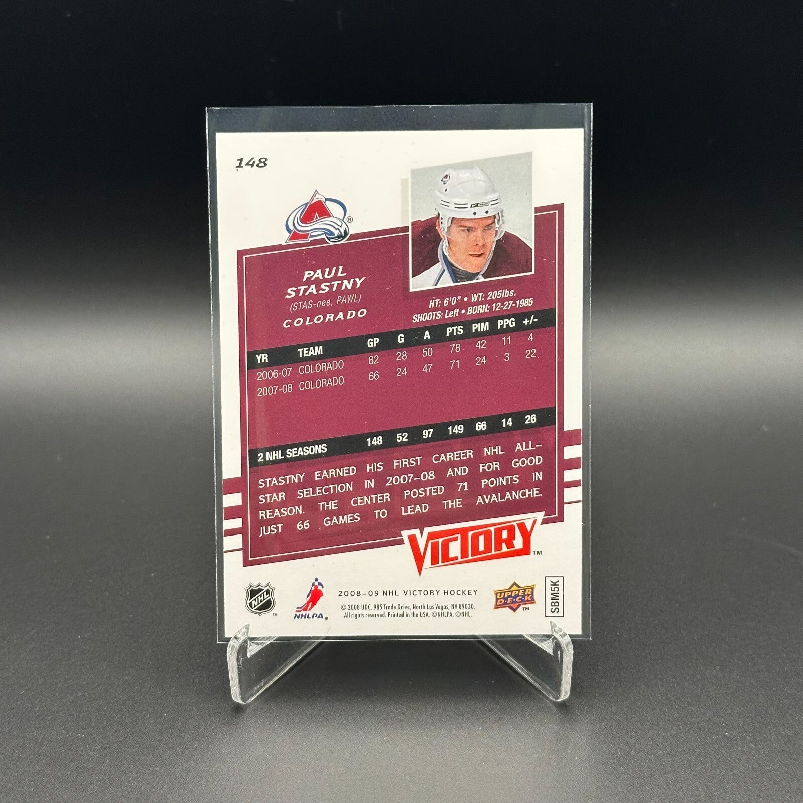 2008-09 UD Victory PAUL STASTNY #148 AUTO - Colorado Avalanche