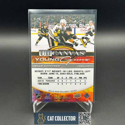 2025-26 UD Series 1 VILLE KOIVUNEN #C-95 UD Canvas Young Guns Rookie RC