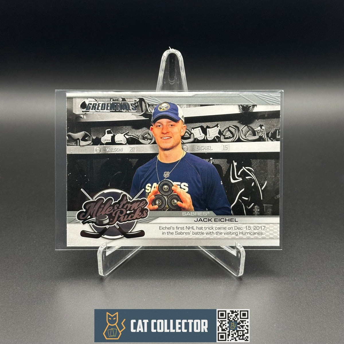 Milestone Puck 2024-25 UD Credentials JACK EICHEL #MP-JE Milestone Pucks – Cat Collector