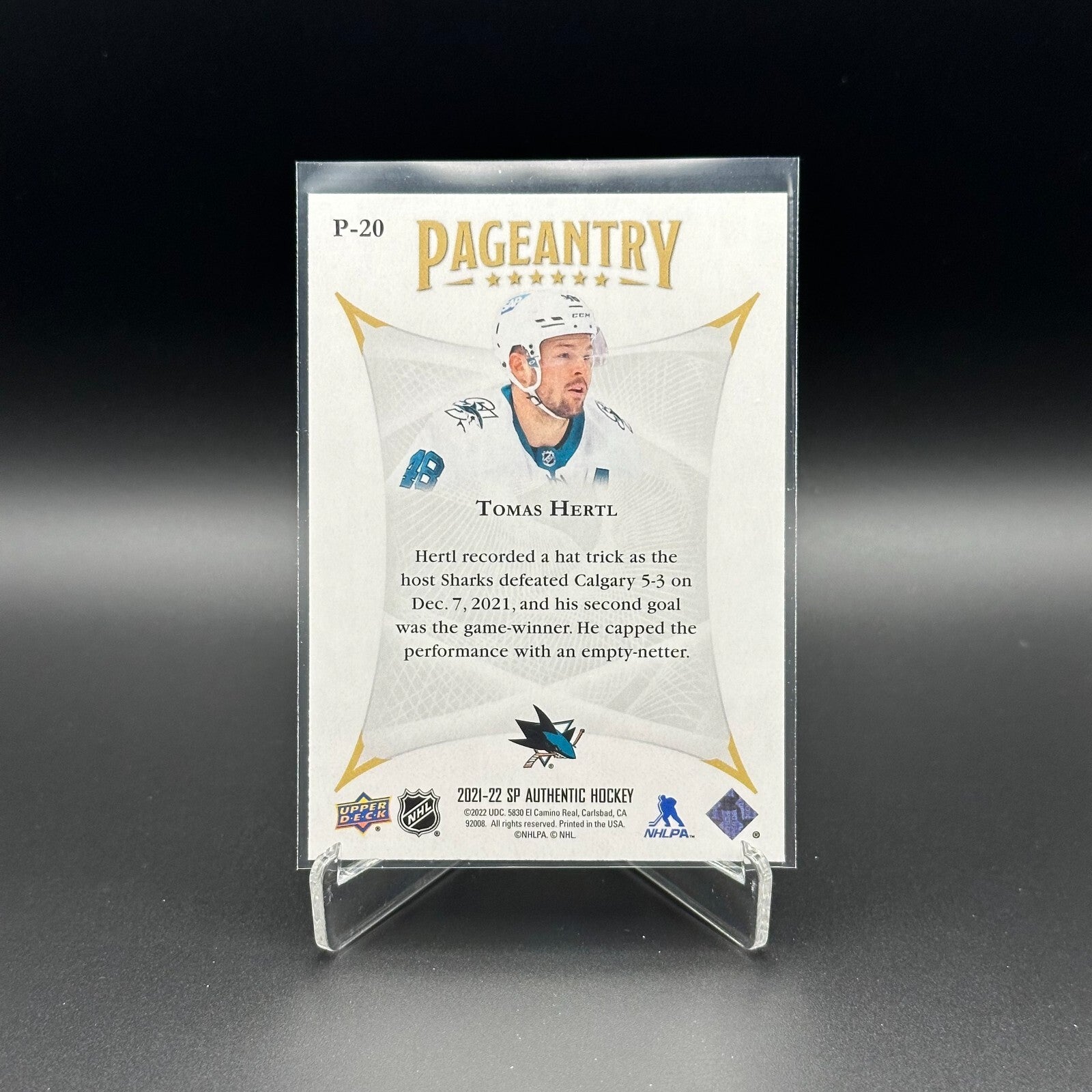 2021-22 UD SP Authentic TOMAS HERTL #P-20 Pageantry - San Jose Sharks