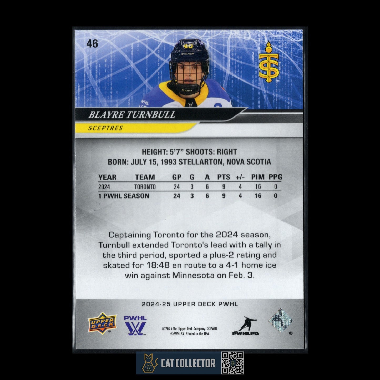 2024-25 UD PWHL BLAYRE TRUNBULL #46 Deluxe /250 - Toronto Sceptres