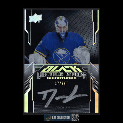 2023-24 UD SPx DEVON LEVI #LRA-DL Black Lustrous Rookie Signature RC /99 Auto