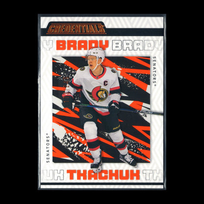 2023-24 UD Credentials BRADY TKACHUK #66 Orange /249 - Ottawa Senators