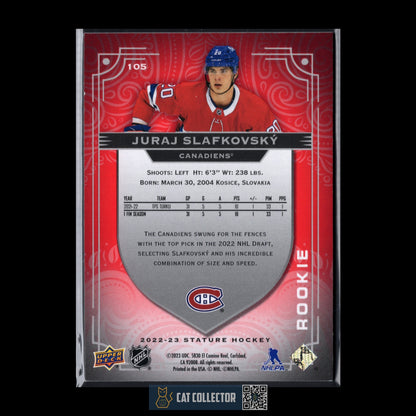 2022-23 UD Stature JURAJ SLAFKOVSKY #105 Red Rookie RC /75 - Montreal Canadiens