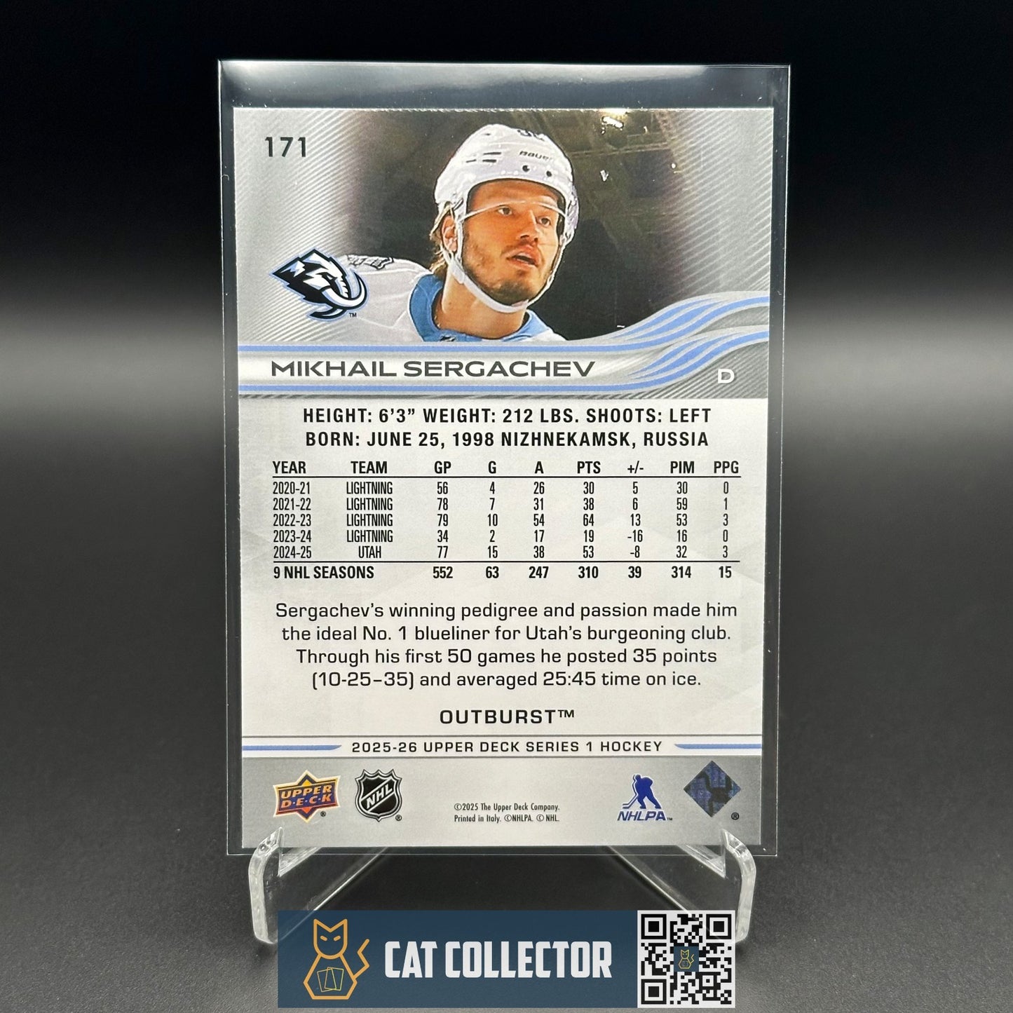 2025-26 UD Series 1 MIKHAIL SERGACHEV #171 Outburst - Utah Mammoth