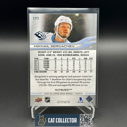 2025-26 UD Series 1 MIKHAIL SERGACHEV #171 Outburst - Utah Mammoth