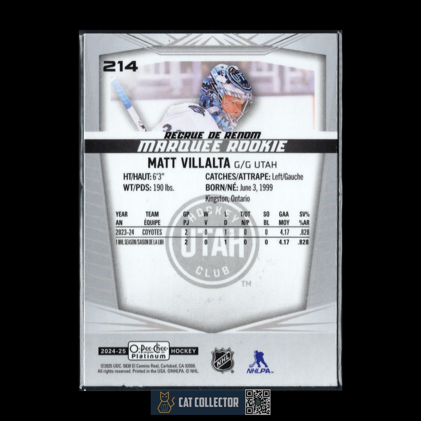 2024-25 O-Pee-Chee Platinum MATT VILLALTA #214 Marquee Rookie RC