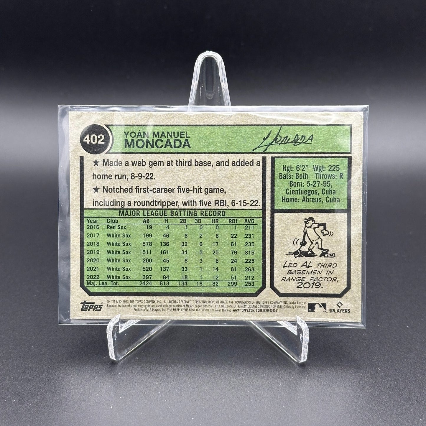 2023 Topps Heritage YOAN MONCADA #402 Chrome Purple Refractor Chicago White Sox