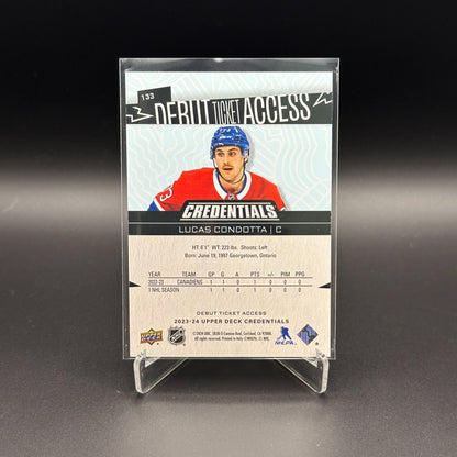 2023-24 UD Credentials LUCAS CONDOTTA #133 Debut Ticket Access Rookie RC /999
