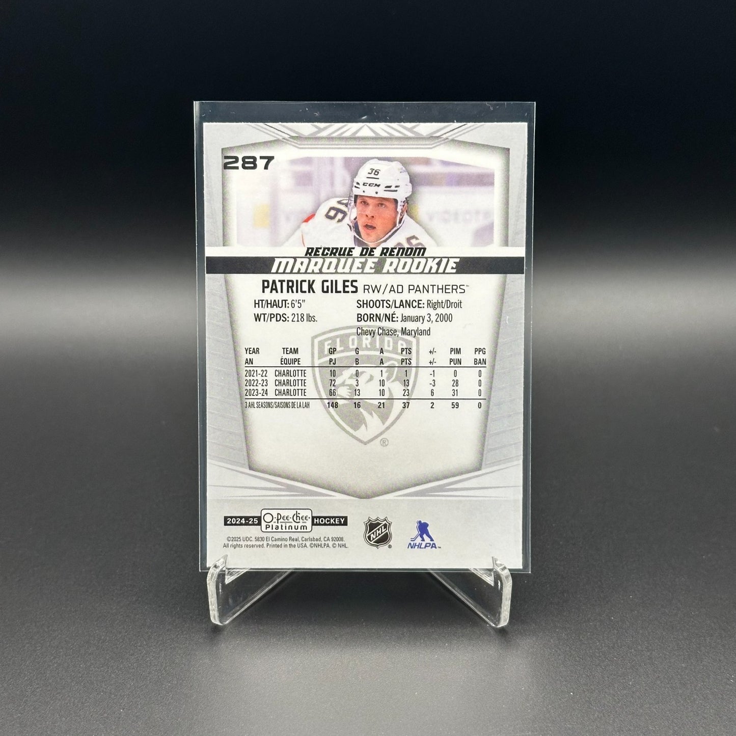 2024-25 O-Pee-Chee Platinum PATRICK GILES #287 Marquee Rookie RC