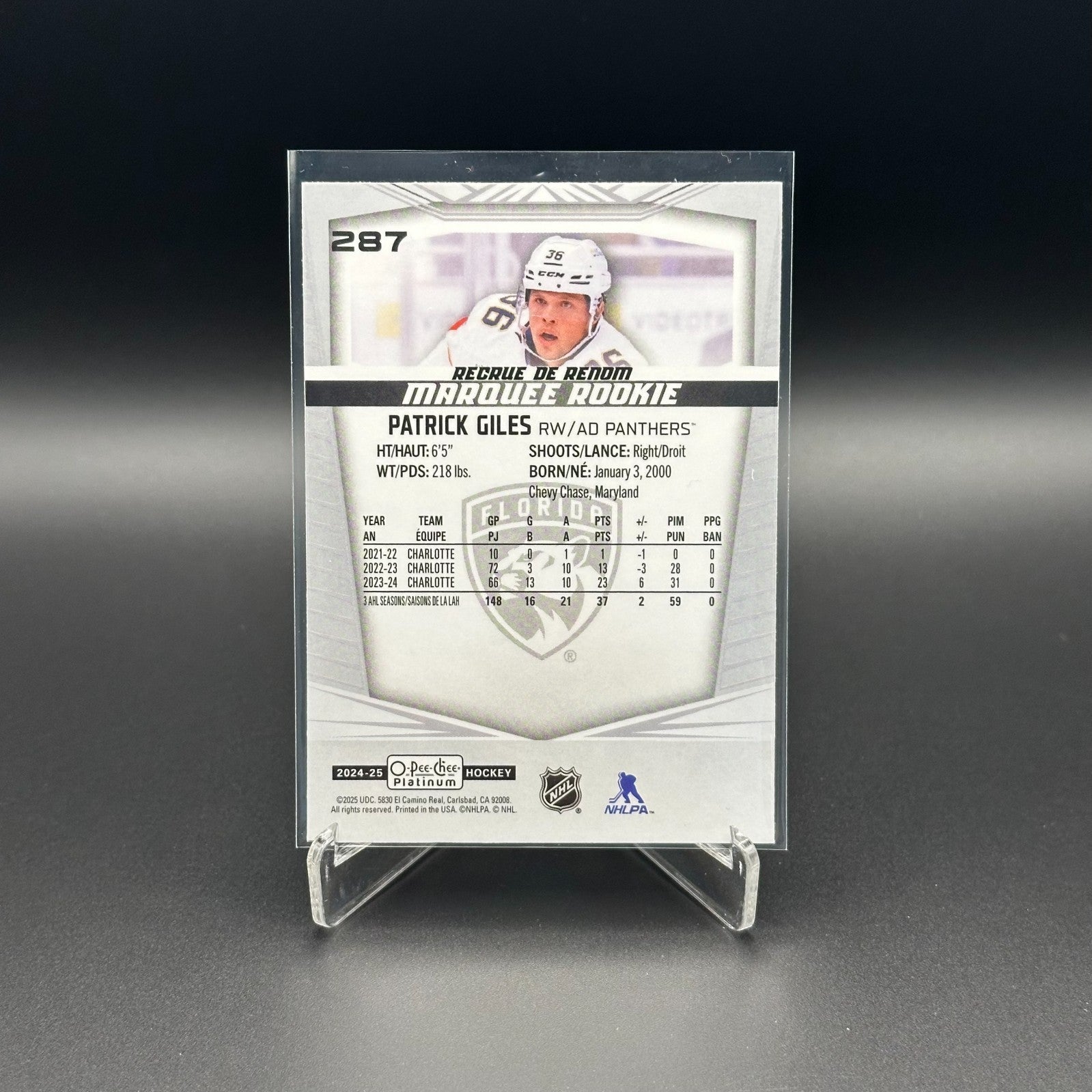 2024-25 O-Pee-Chee Platinum PATRICK GILES #287 Marquee Rookie RC