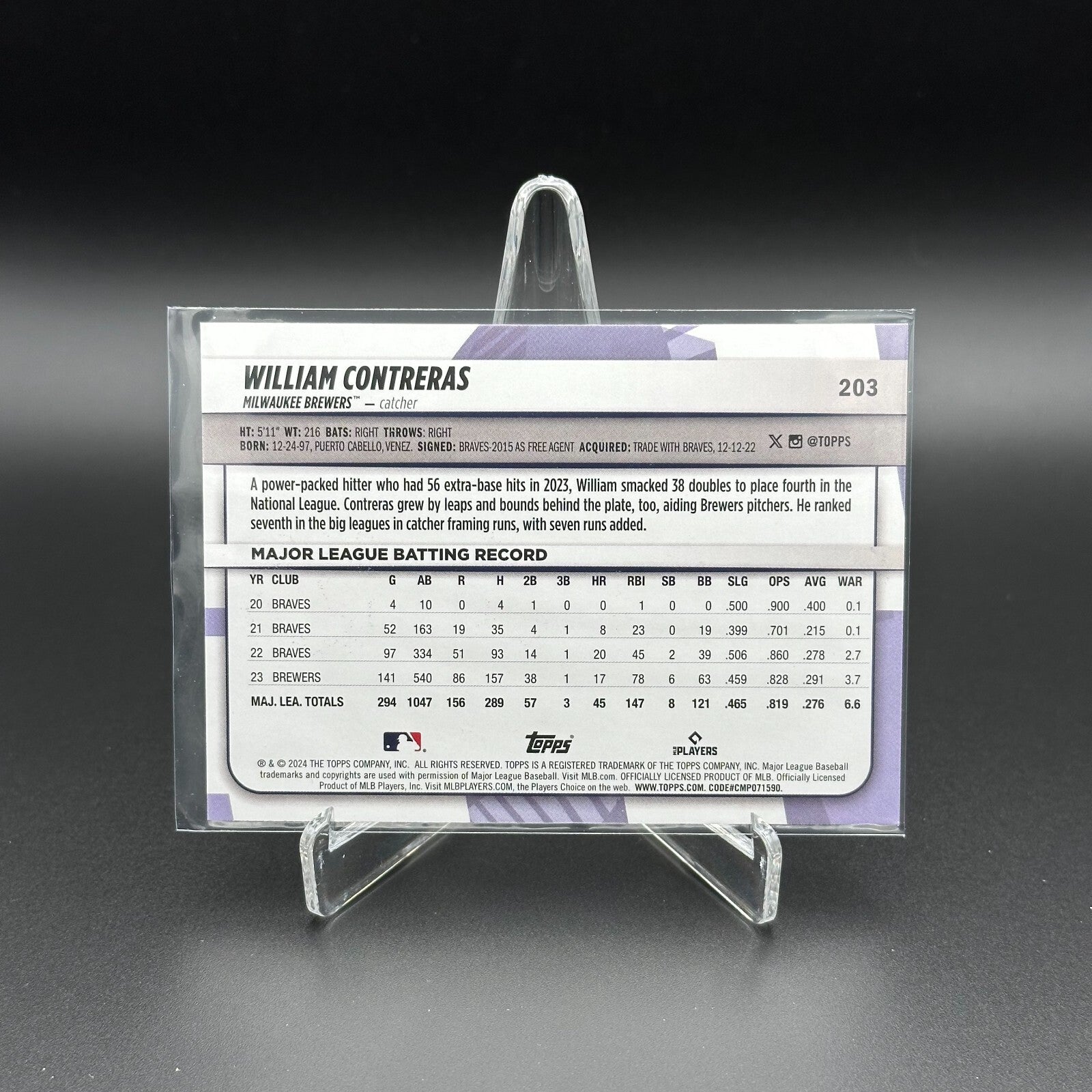 2024 Topps Big League WILLIAM CONTREBAS #203 Rainbow foil - Milwaukee Brewers