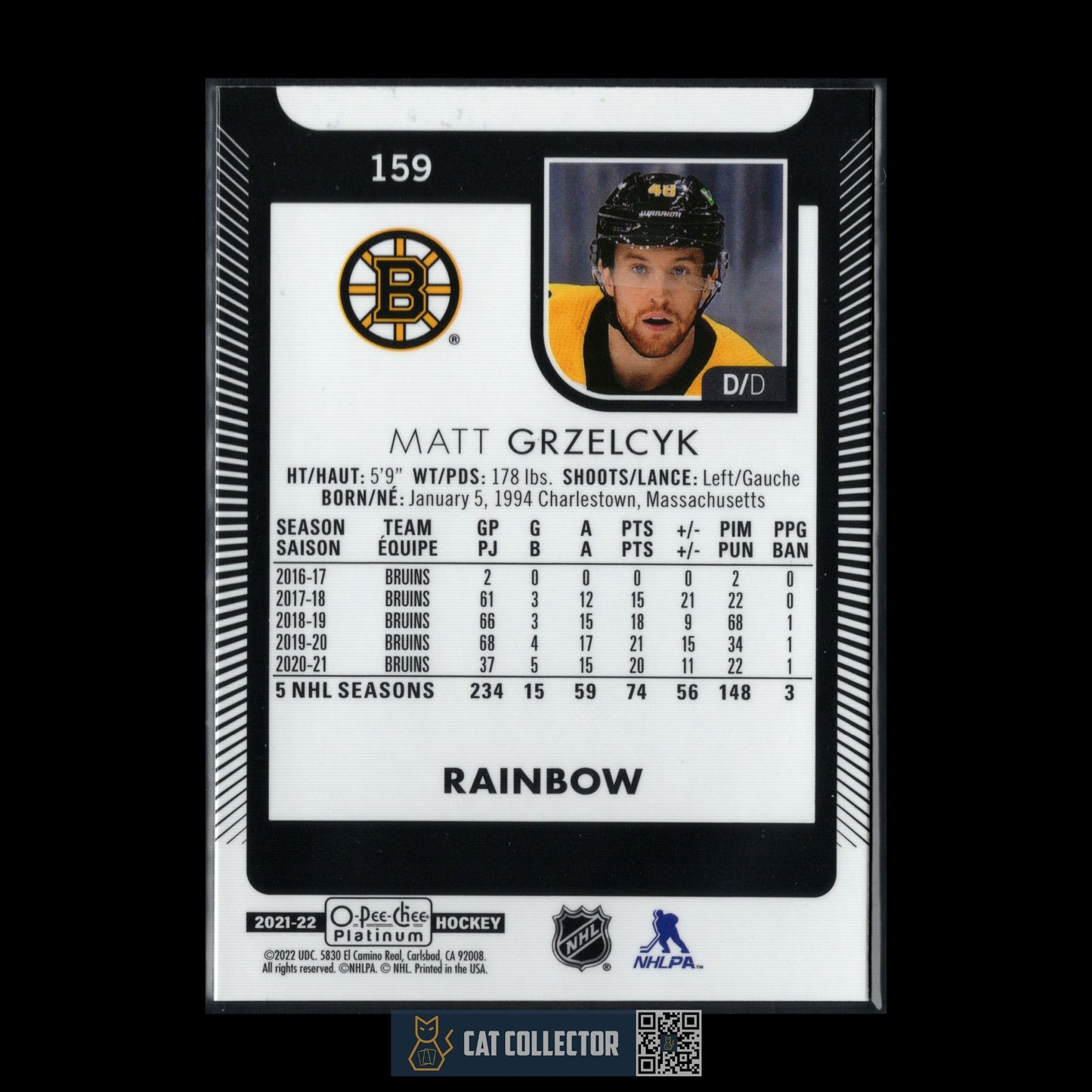 2021-22 O-Pee-Chee Platinum MATT GRZELCYK #159 Rainbow