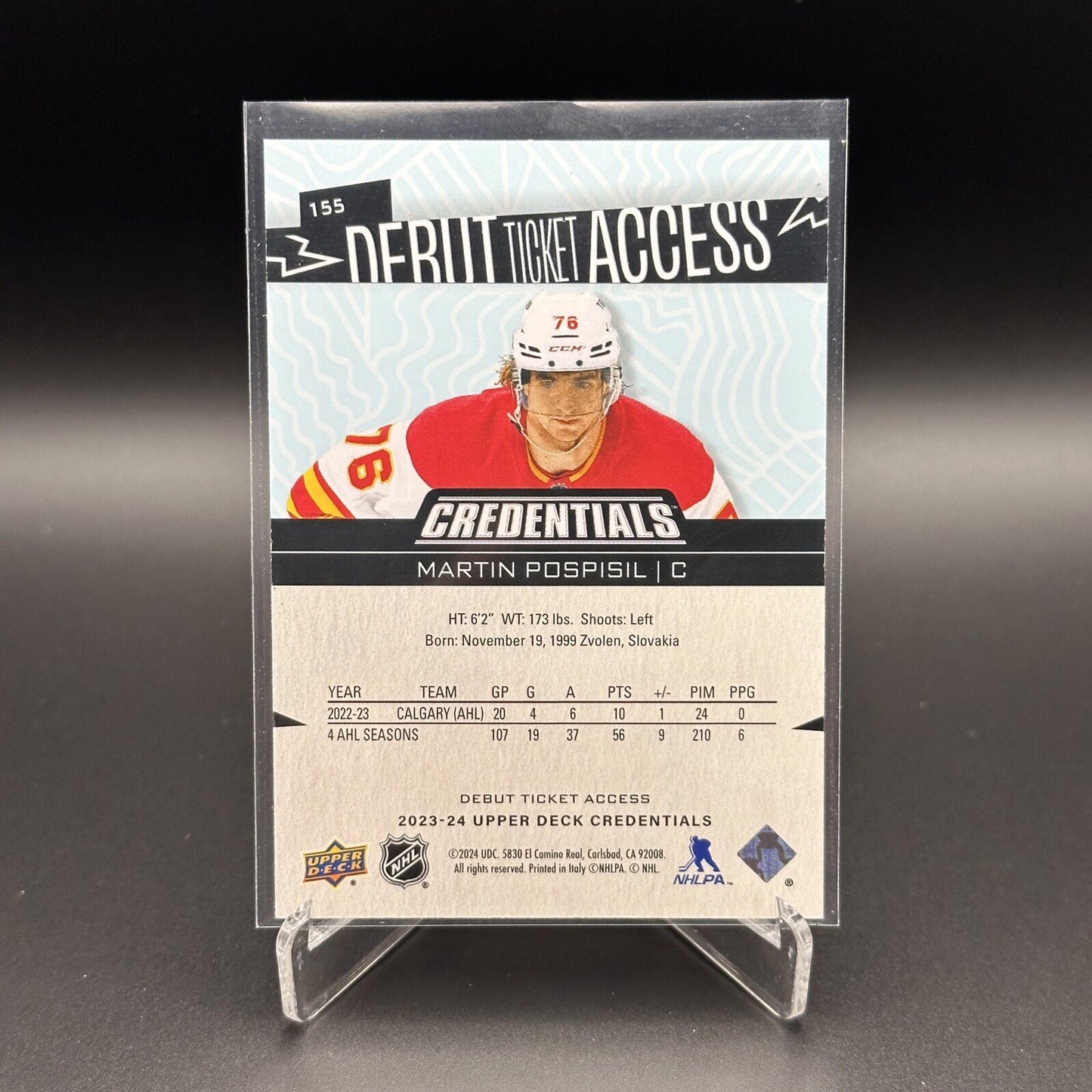 2023-24 UD Credentials MARTIN POSPISIL #155 Debut Ticket Access 688/999 RC