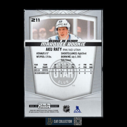 2024-25 O-Pee-Chee Platinum AKU RATY #211 Marquee Rookie RC