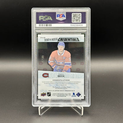 2023-24 UD Credentials OWEN BECK #DTA-OB Debut Ticket Access AUTO /99 Rookie RC