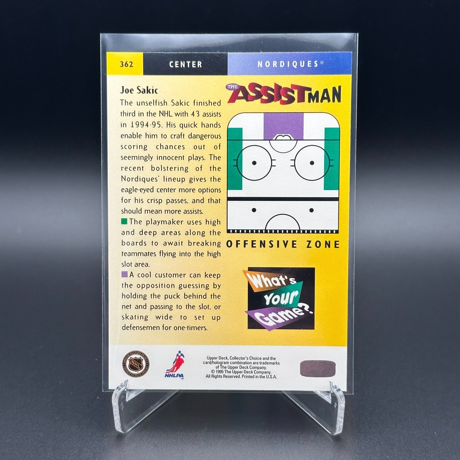 1995-96 UD Collector's Choice JOE SAKIC #362 Players Club - Quebec Nordiques