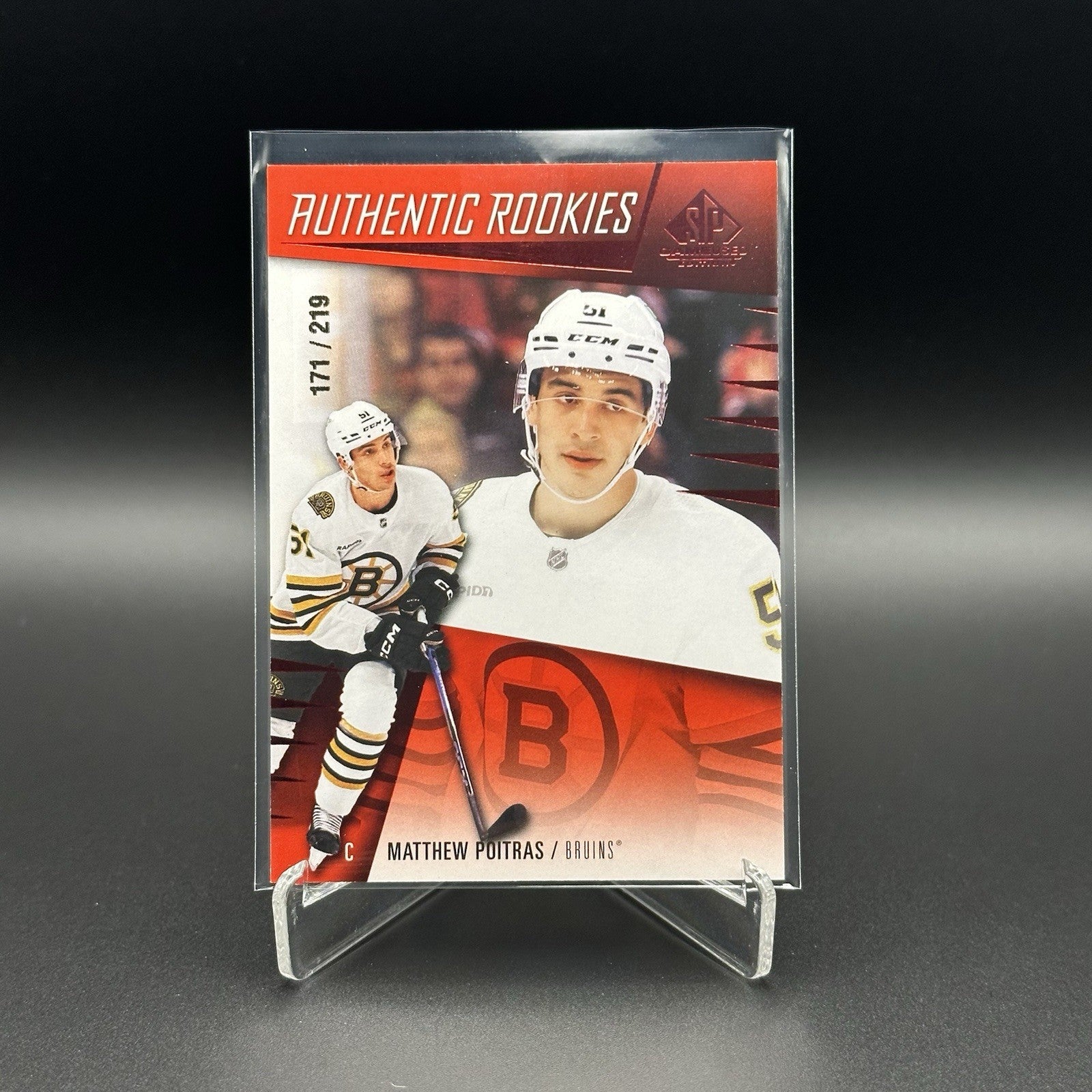 2023-24 UD SP Game Used MATTHEW POITRAS #279 Authentic Rookies Red /219