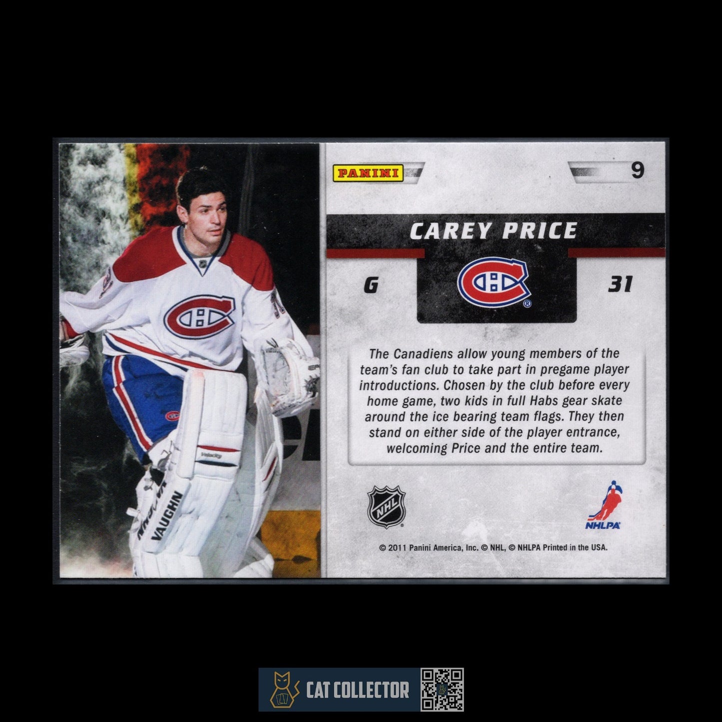 2011-12 Panini Score CAREY PRICE #9 Making An Entrance - Montreal Canadiens