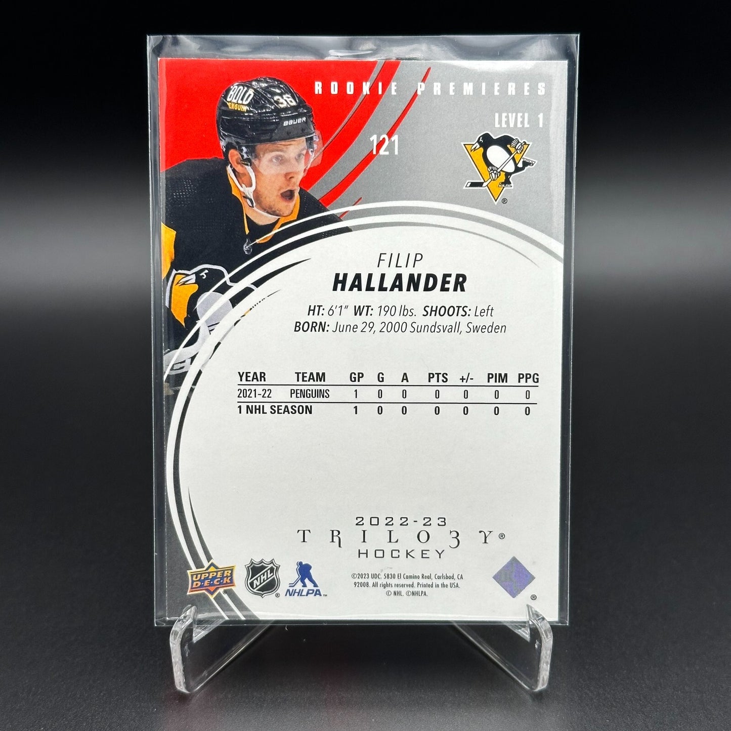 2022-23 UD Trilogy FILIP HALLANDER #121 Rookie premieres Level 1 RC /299
