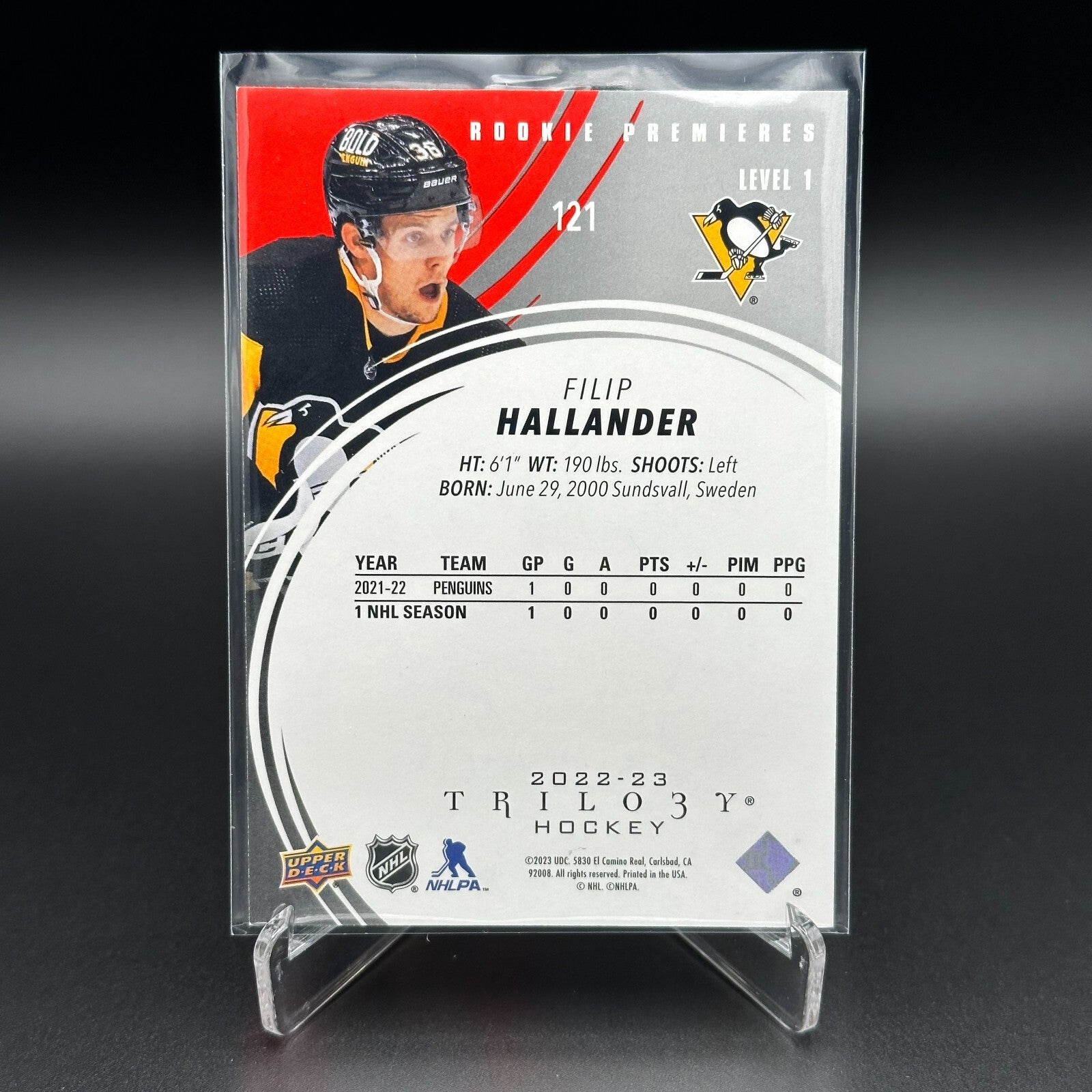 2022-23 UD Trilogy FILIP HALLANDER #121 Rookie premieres Level 1 RC /299