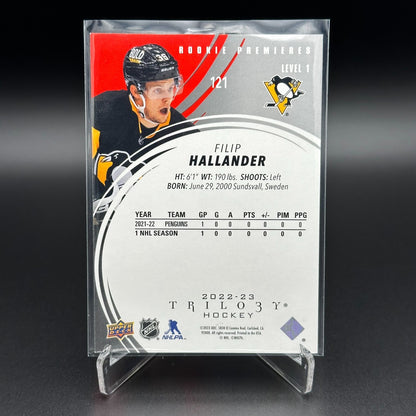 2022-23 UD Trilogy FILIP HALLANDER #121 Rookie premieres Level 1 RC /299