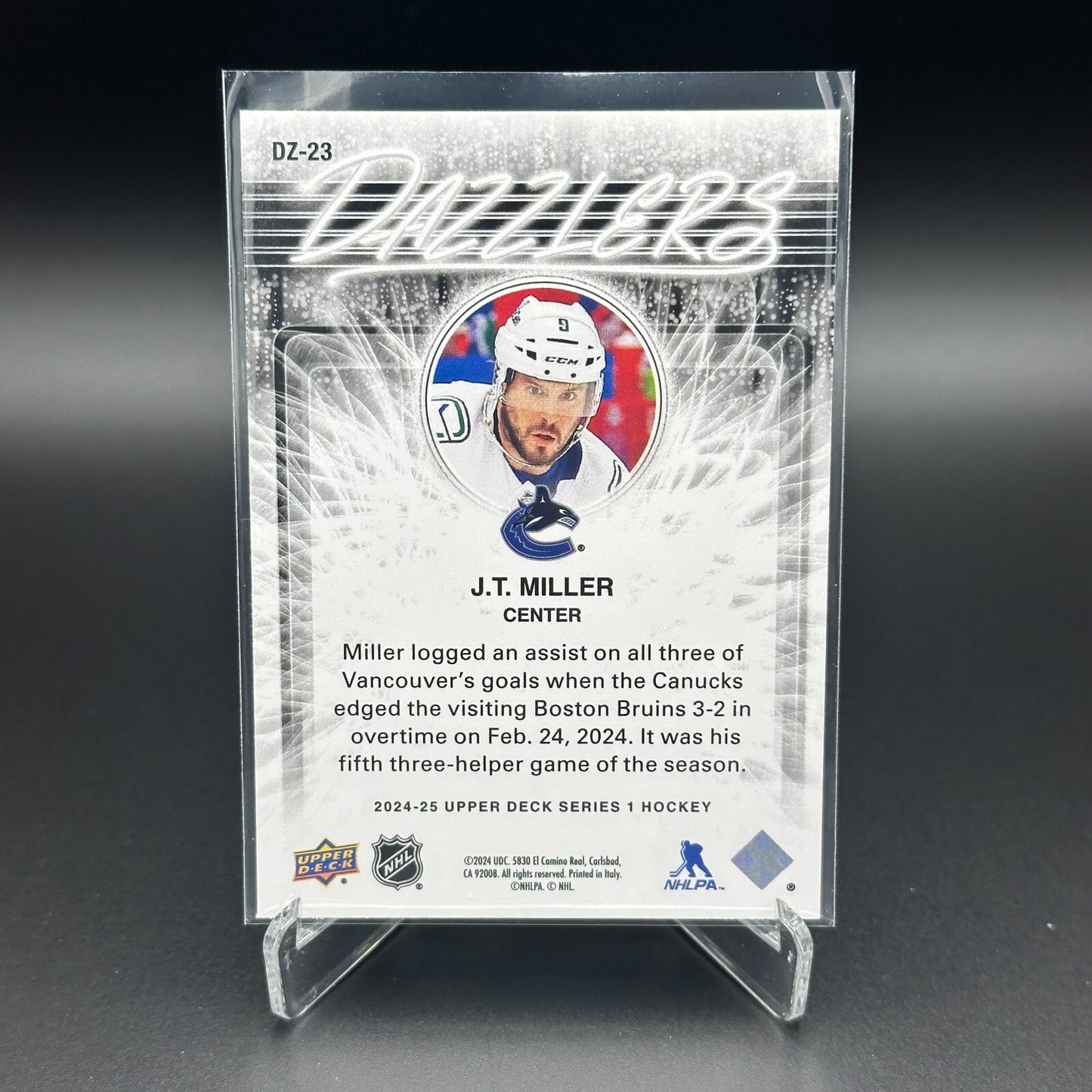 2024-25 UD Series 1 J.T MILLER #DZ-23 Dazzlers Blue - Vancouver Canucks