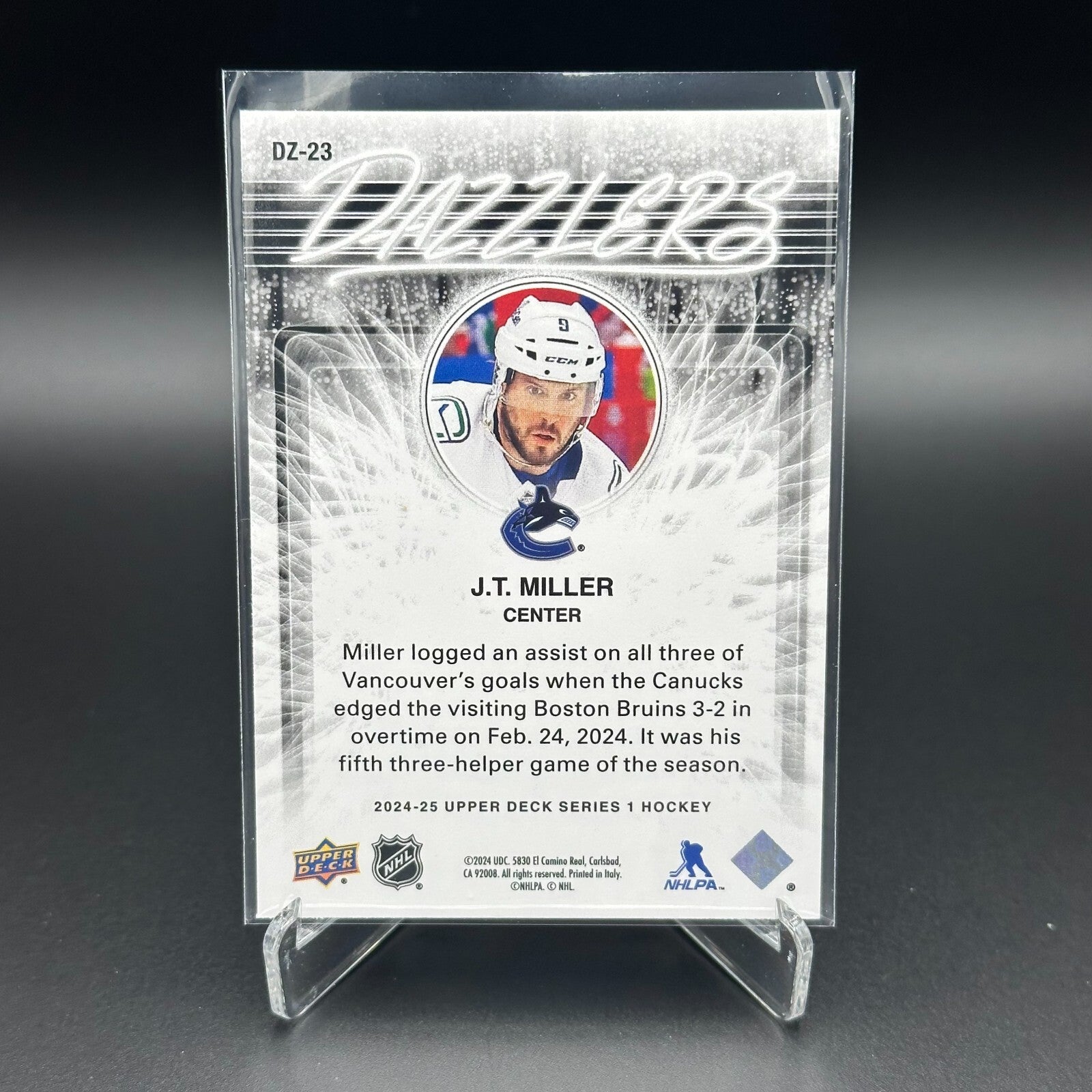 2024-25 UD Series 1 J.T MILLER #DZ-23 Dazzlers Blue - Vancouver Canucks