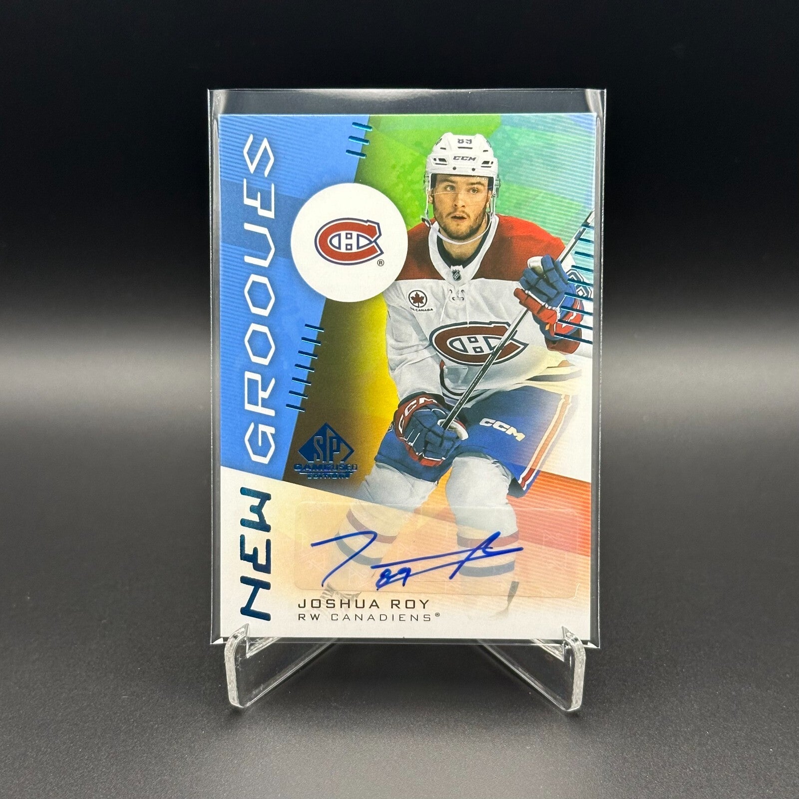 2024-25 UD SP Game Used JOSHUA ROY #NG-12 New Grooves Blue AUTO Rookie RC