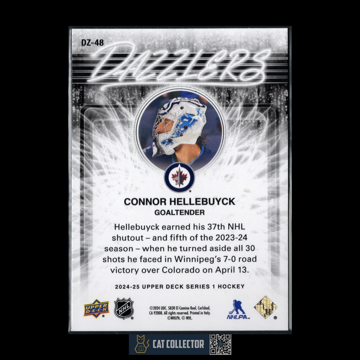 2024-25 UD Series 1 CONNOR HELLEBUYCK #DZ-48 Dazzlers Orange - Winnipeg Jets