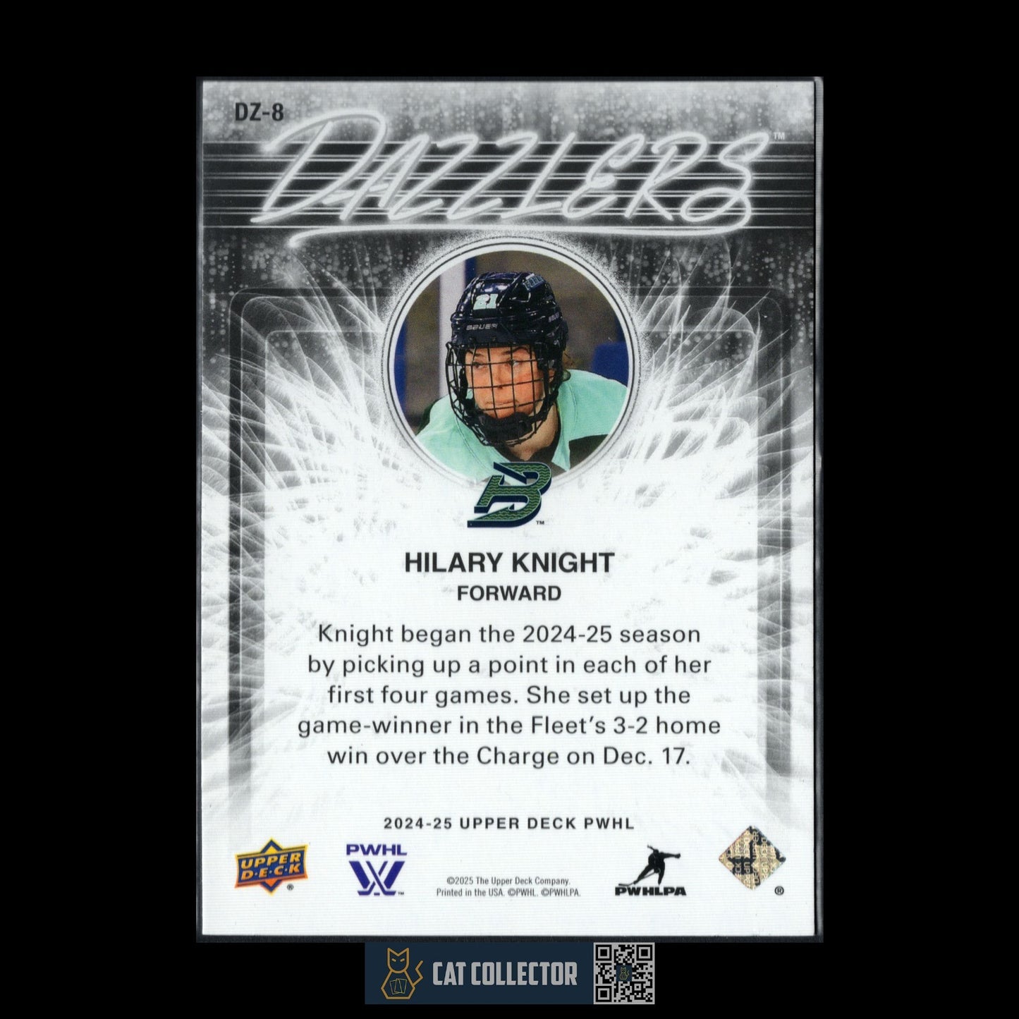 2024-25 UD PWHL HILARY KNIGHT #DZ-8 Dazzlers Blue - Boston Fleet
